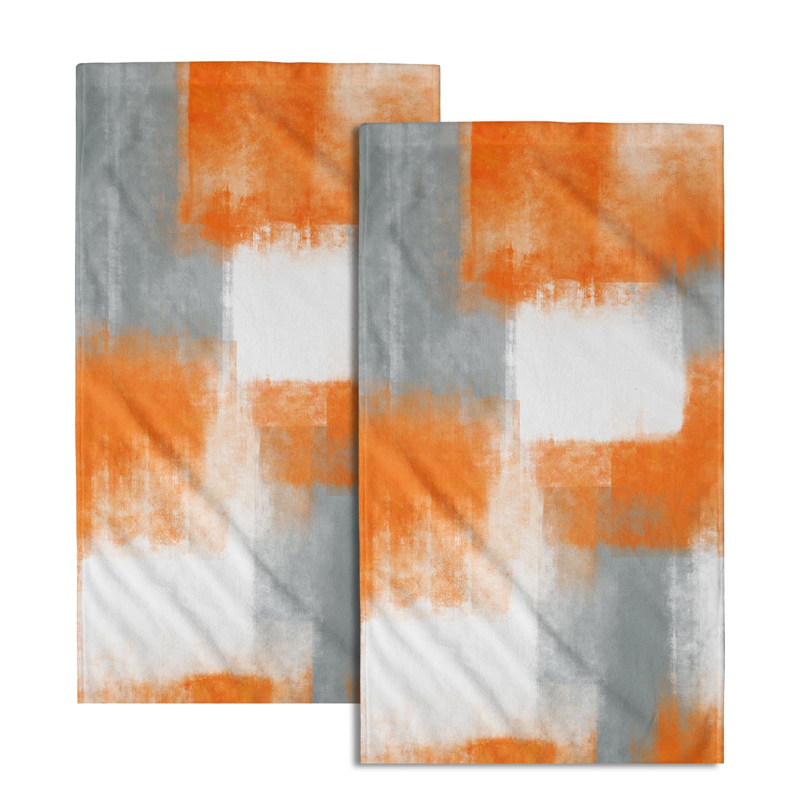 Miaoquhe Orange Grey Hand Towels For Bathroom Set Of - Main Image