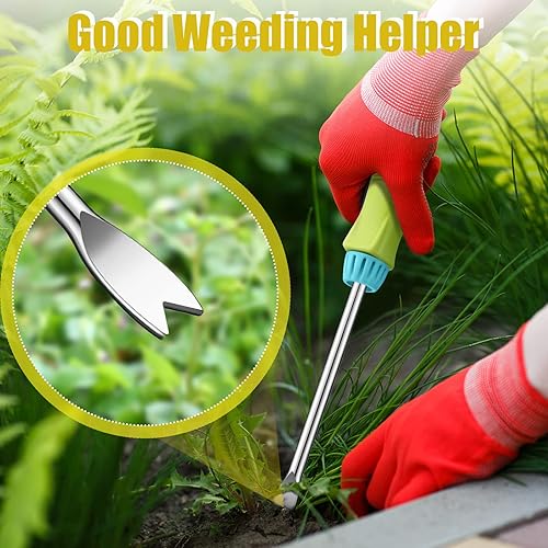 Miniatura 6 de CHENGU Paquete de 2 herramientas de desbrozadora manual de jardinería, herramienta de extracción de malezas de diente de león con mango ergonómico,