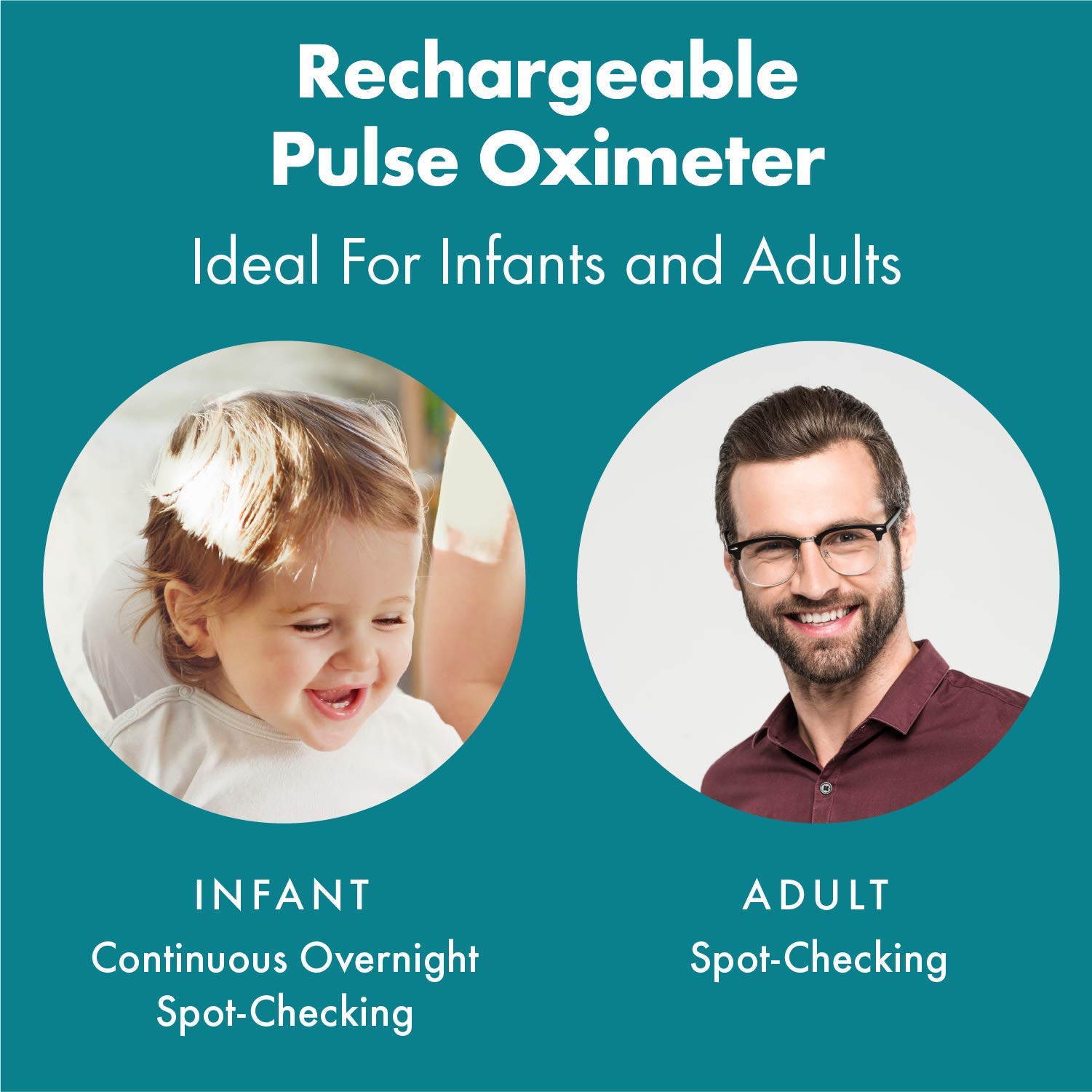 CMI Health Rechargeable Pulse Oximeter Continuous Infant Monitoring