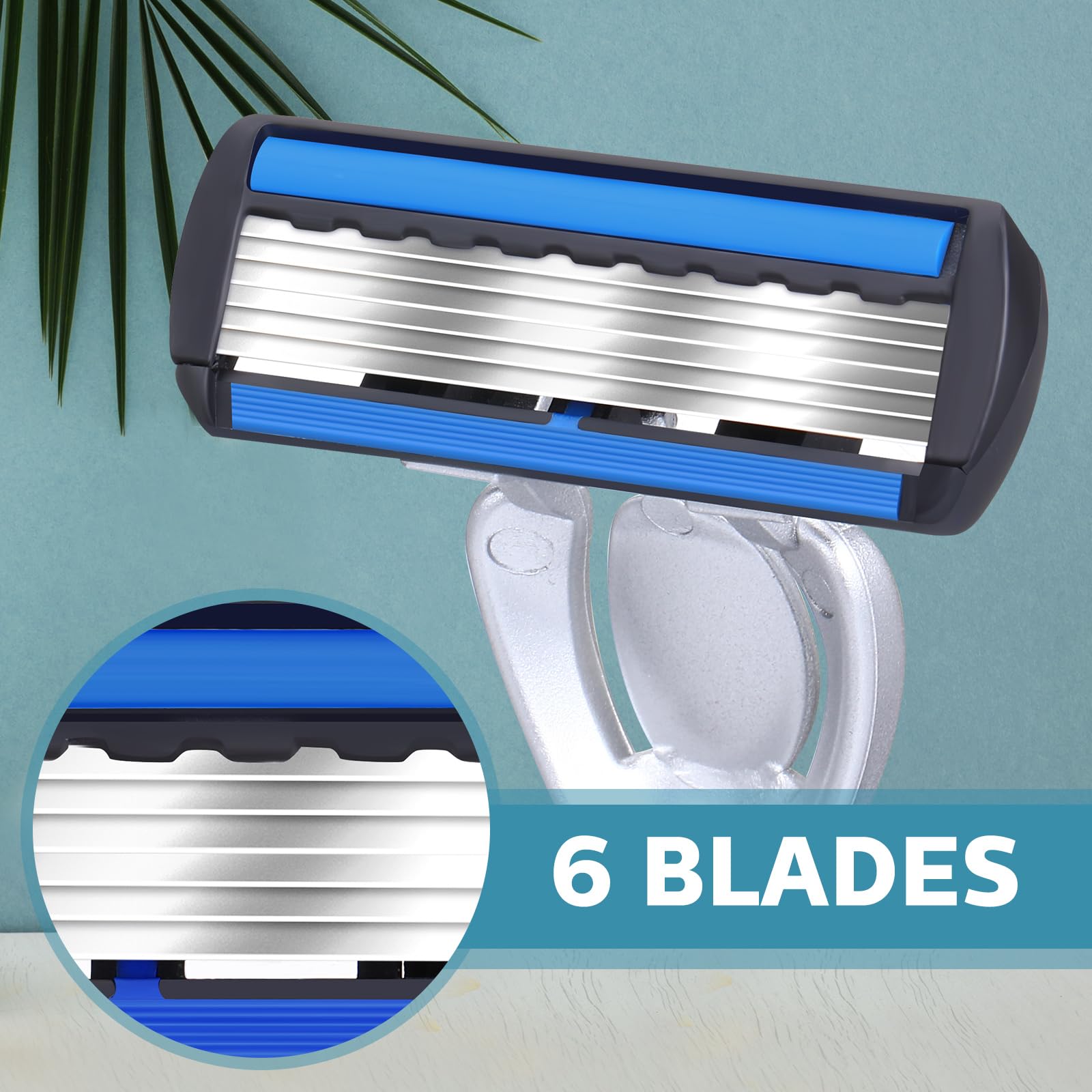 Juego de 28 cuchillas recargables desechables para hombre, 6 cuchillas, piel sensible, juego de afeitado para un afeitado cómodo, 1 mango y 27 cartuchos