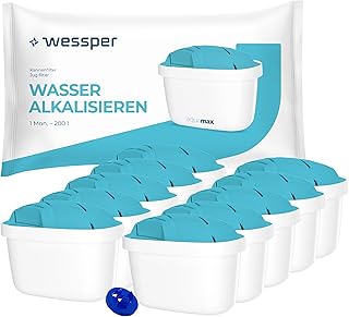 Wessper Wasserfilter Kartuschen, Alkalisches Filterkartuschen für Wasser Kanne, Hoher pH-Wert, Filter Kompatibel mit Phillips, Dafi, Brita, Teesa - Pack 10