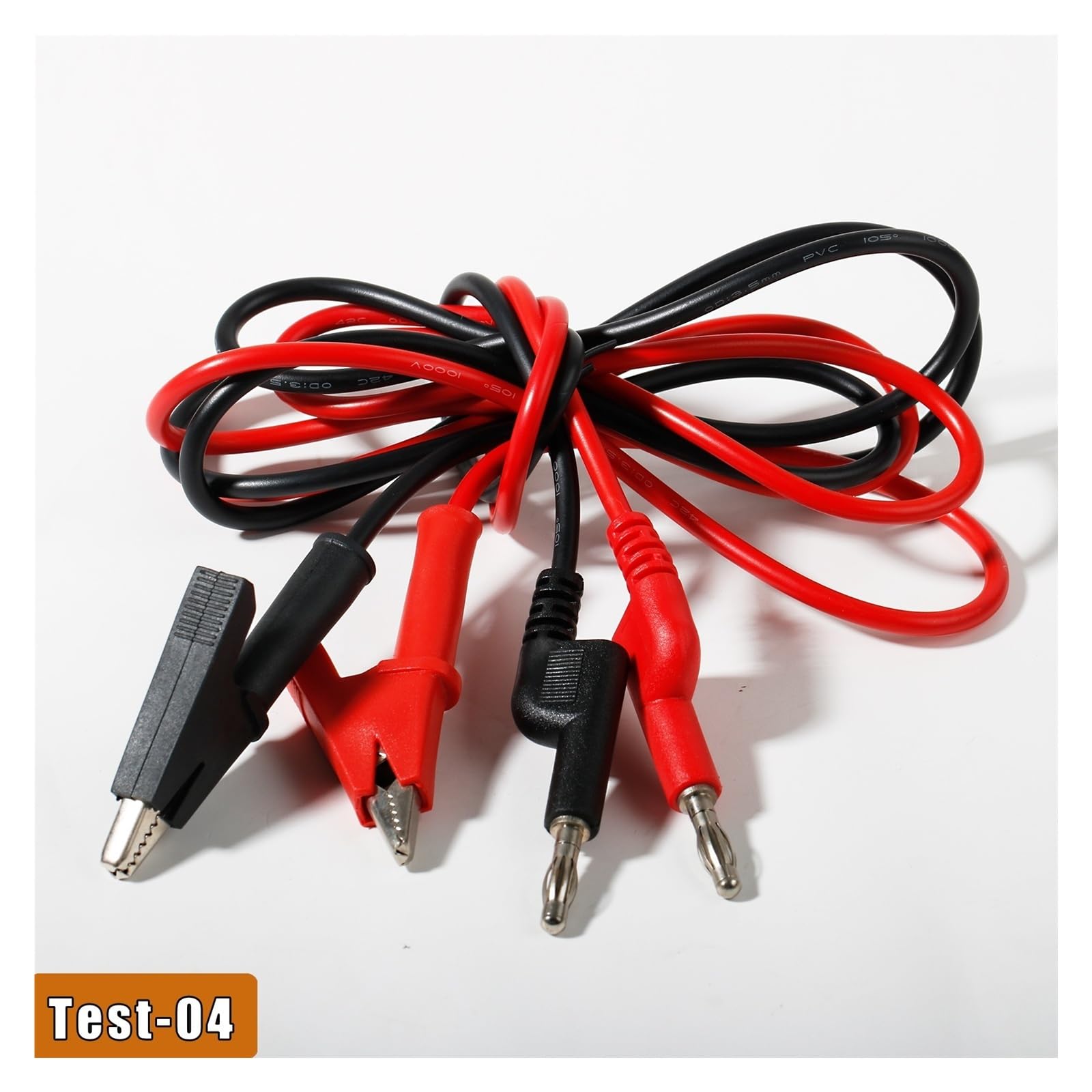 2 cables de 1 m de prueba de clip de banana a cocodrilo, 15 A, 1000 V (test-04)