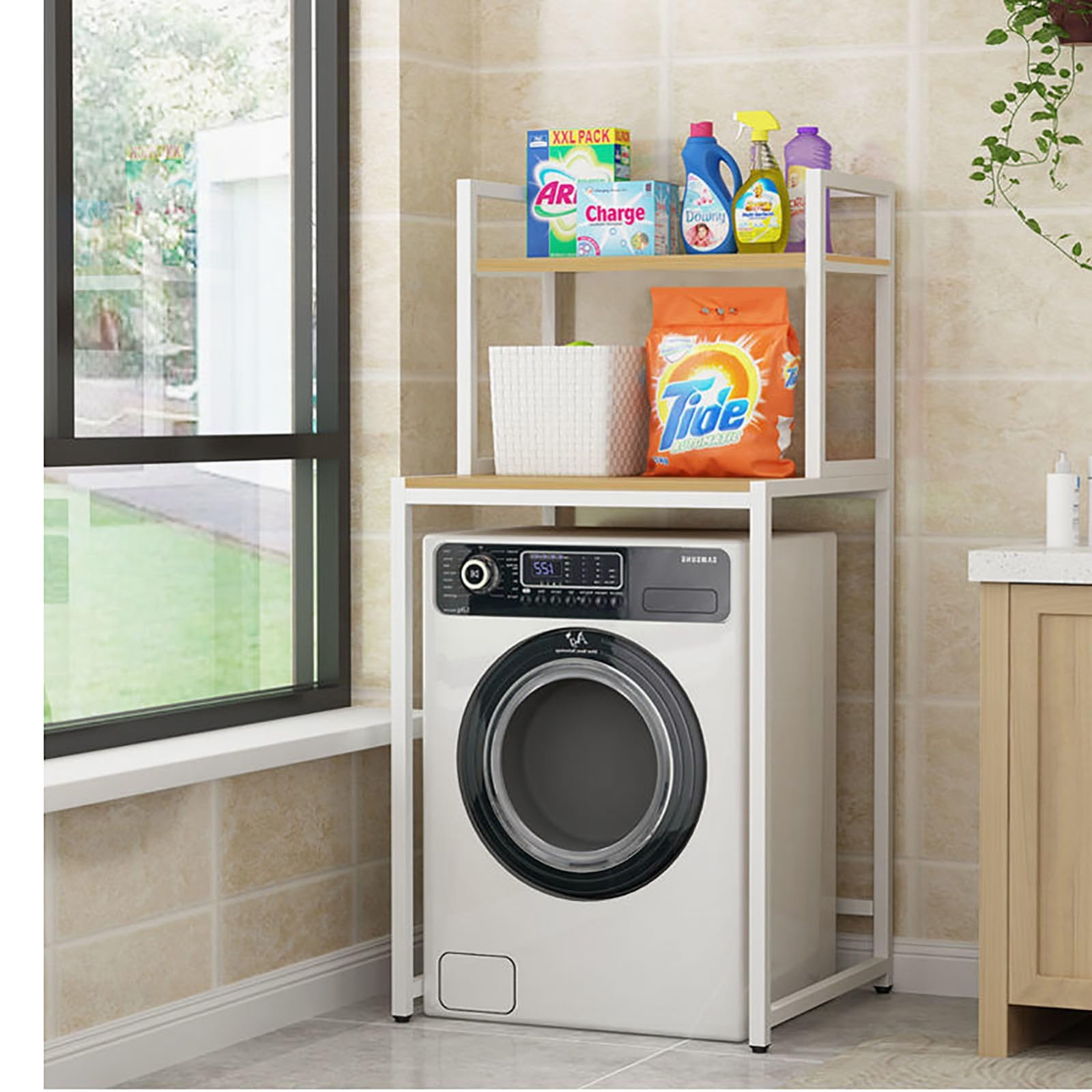 Étagère lave-linge 70x60x95cm meuble de rangement pour sèche-linge et cuisine au sol