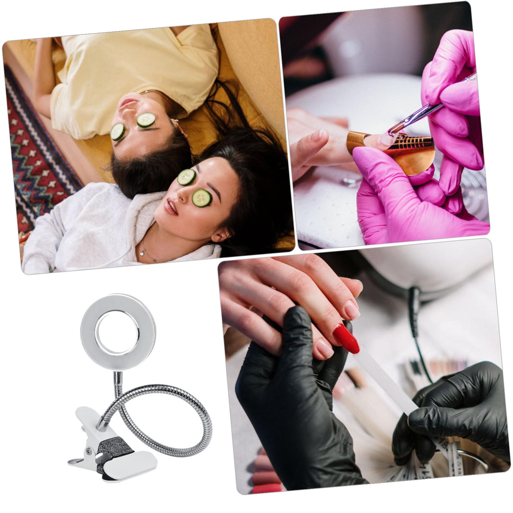 Lampada Manicure Pieghevole LED da Tavolo Argento Braccio 360°