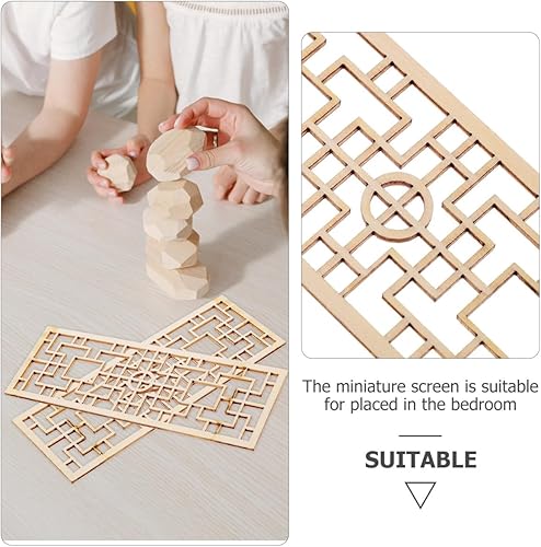 Miniatura 8 de jojofuny 4 piezas de pantalla en miniatura de casa de muñecas a escala 1:12: mini modelo de pantalla de casa de madera estilo japonés decoración de