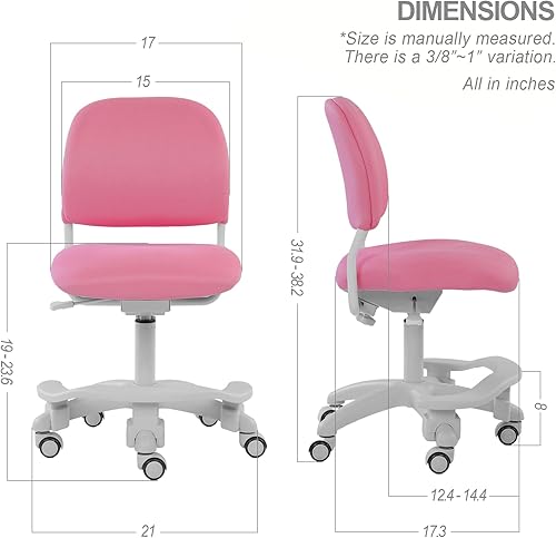 Miniatura 25 de Silla ergonómica de escritorio para niños, silla de computadora de oficina para estudiante, altura ajustable y profundidad del asiento, reposapiés