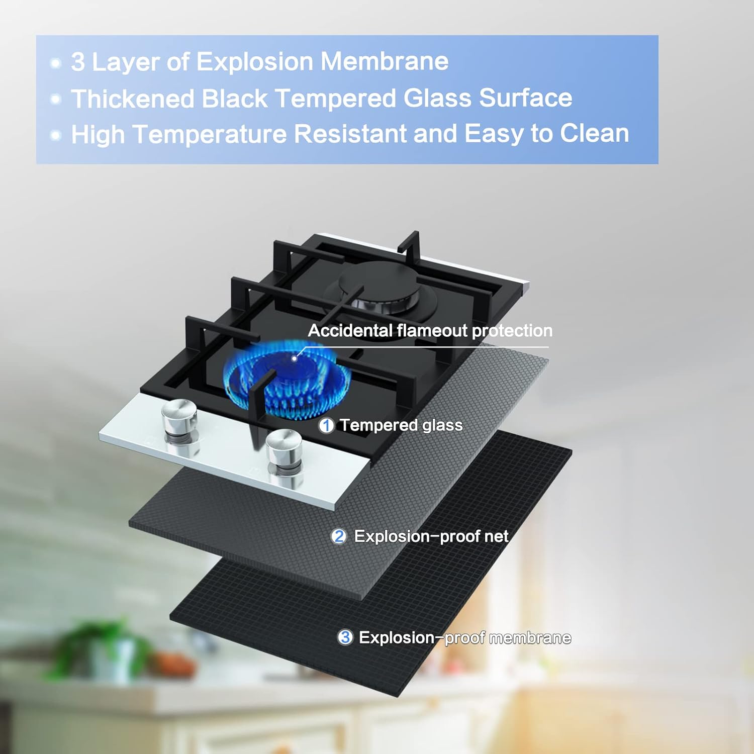 Davivy 12 Inch Gas Cooktop,2 Burners Gas Stove Top,Built in Tempered Glass Surface Gas Cooktop - NG/LPG Convertible,Dual Fuel,Thermocouple Protection,Easy to Install,CSA Certified