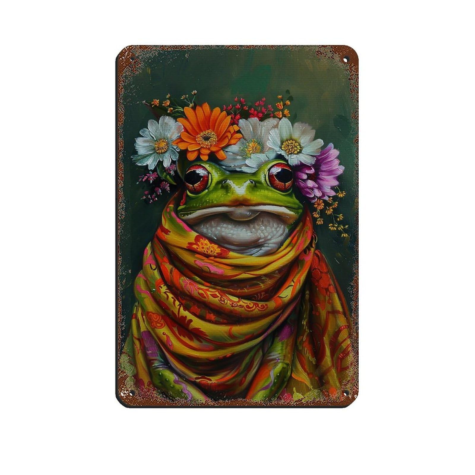 Matisse Floral Frog Poster Retro Poster Metal Tin Sign Chic Art Retro Iron Painting Bar People Cave Cafe Family Garage Poster Wall Decoration 8x12inch(20x30cm)
