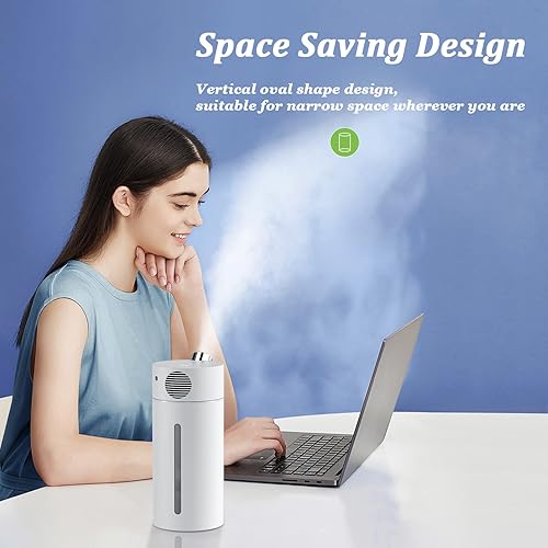 Miniatura 5 de HandFan Humidificador pequeño, mini humidificador portátil de 33.8 fl oz, humidificador personal de niebla fría, para dormitorio, oficina, viajes,