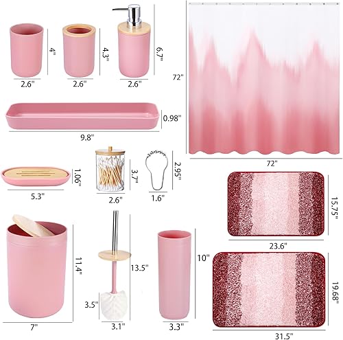 Vista 140 de iMucci Accesorios de baño, juego de baño negro con cortina de ducha y alfombra, cortina de ducha impermeable con alfombra ultra absorbente, juego