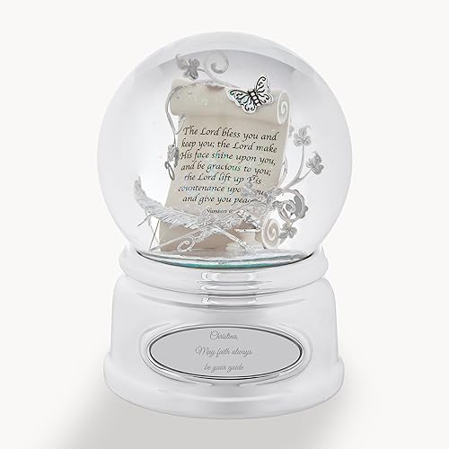 Miniatura 2 de THINGS REMEMBERED Globo de nieve musical con pergamino de oración inspirador grabado, reproduce música "Amazing Grace", regalo hermoso y único