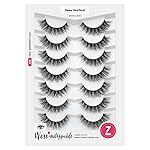 Happy Heartbeat 3D Clear Band Lashes 14mm Natural Soft Faux Mink Lashes C/D Curl Cat Eye Wispy Fake Eyelashes Short Cross Reusable False EyeLashes 7 Pairs (No.200)