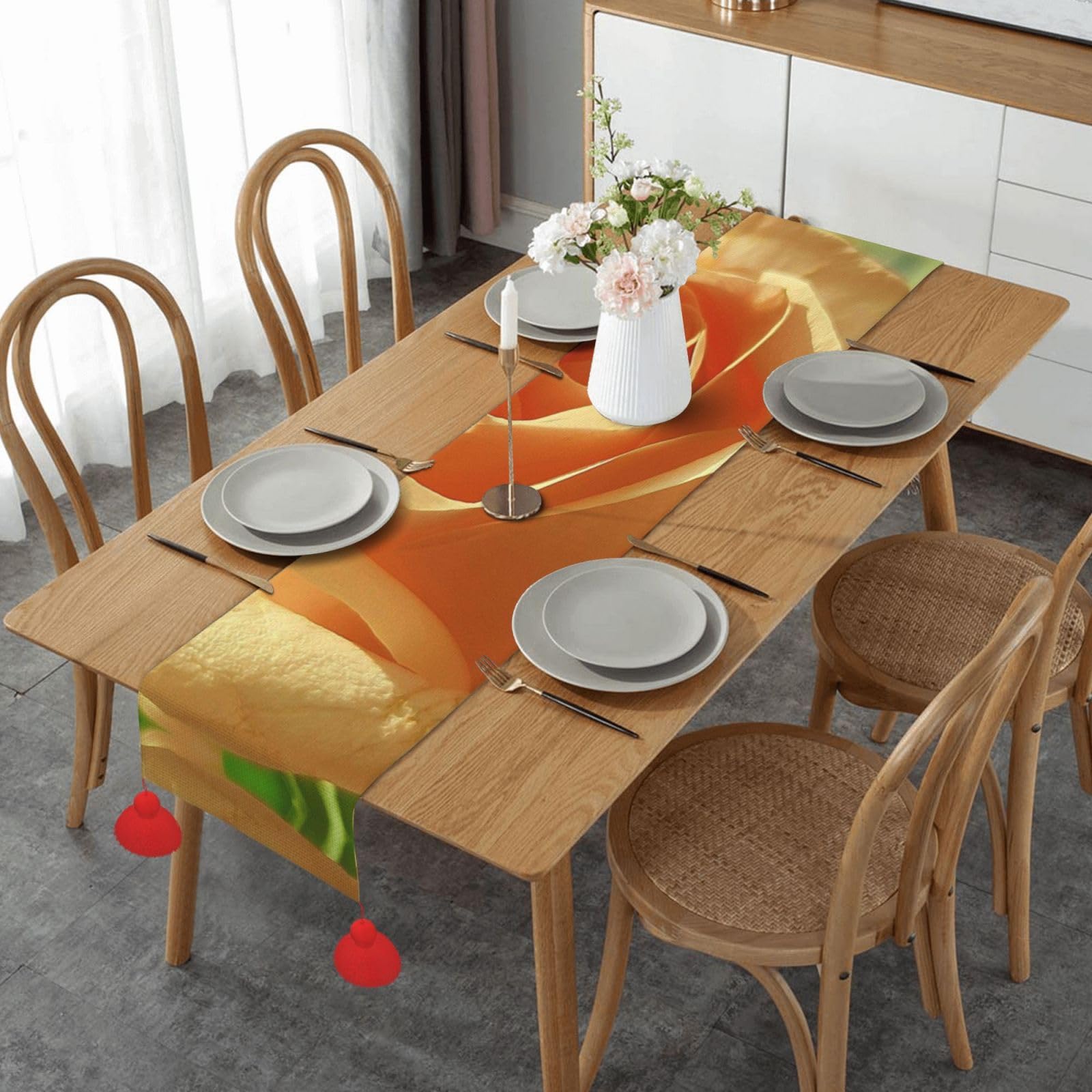 Chemin de table en lin anti-plis pour protéger et décorer votre table d'automne