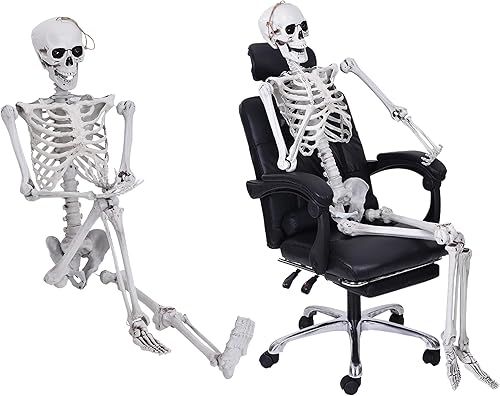 Miniatura 4 de Esqueleto de tamaño real para decoración de Halloween, esqueleto de Halloween de 5.4 pies, esqueleto colgante con articulaciones móviles, huesos