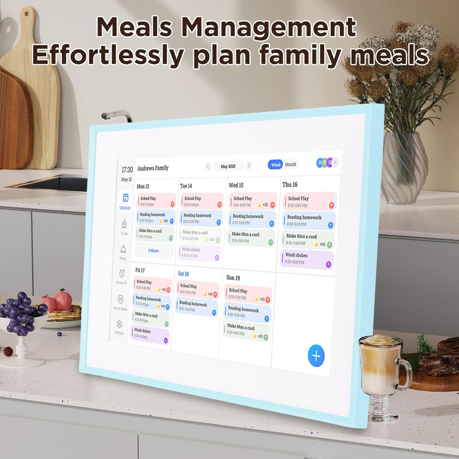 Calendario Digitale, 10.1in HD Touchscreen Interactive Electronic Chore Chart & Family Planner Plan, Calendario Intelligente la Cornice Digitale per gli Orari Famiglia Home