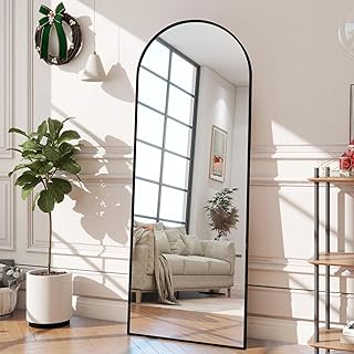 Comprar Lazyspace Espejo de cuerpo entero, 164 x 54 cm Espejo curvo negro HD con marco de aleación de aluminio, vidrio templado, gran espejo de pared para dormitorio, vestidor, salón