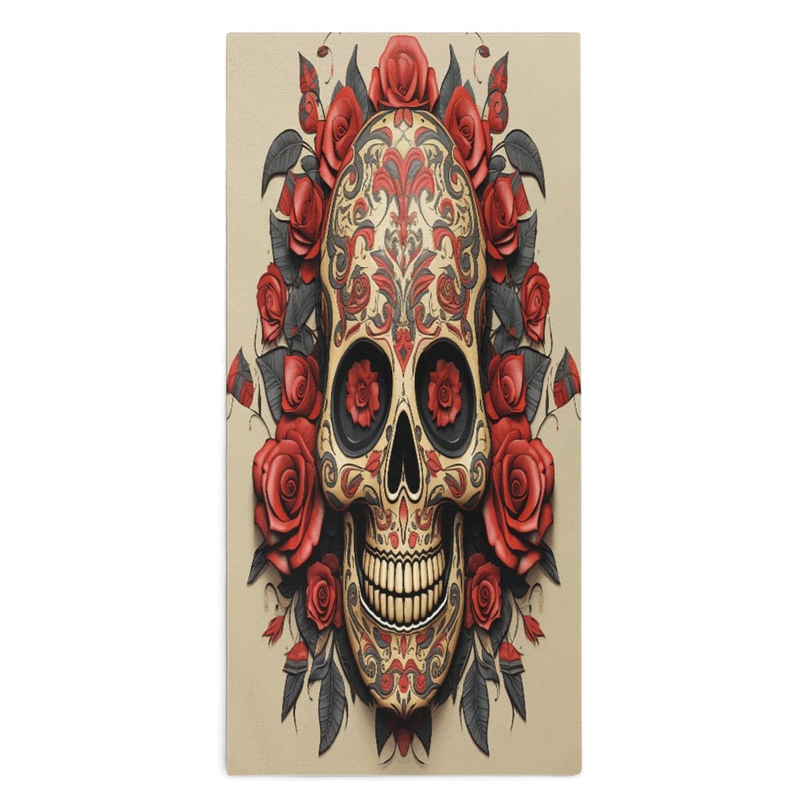 YUXBVKRS Red Rose Sugar Skull Hand Towels for Bathroom 14x29 Inch