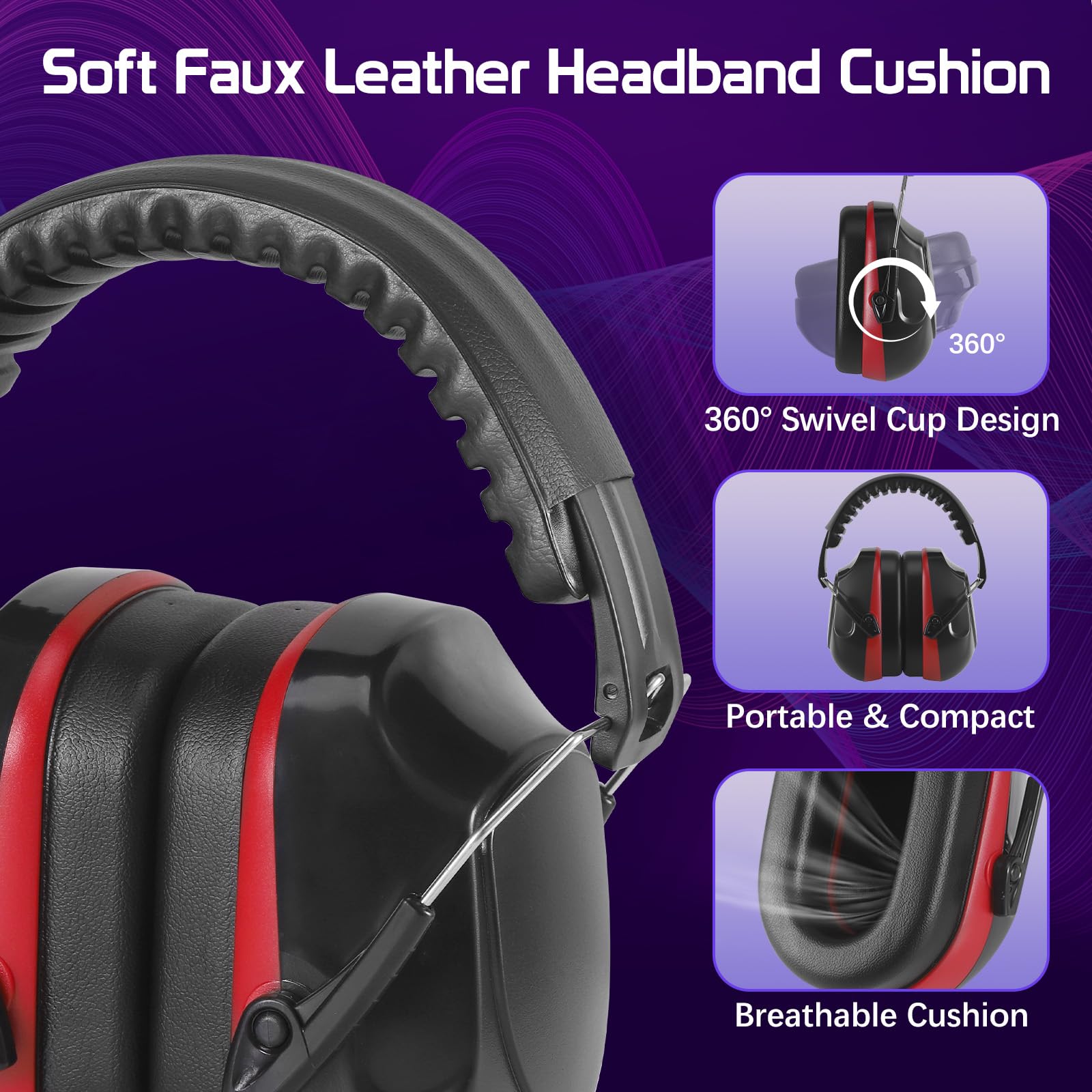 Zocipro Casque Anti Bruit Adulte Pliable et Réglable | Casque Antibruit de Sécurité SNR 34dB, Serre-Tête Souple avec Mousse Épaisse pour Chantier, Construction, Tonte, Tir Sportif