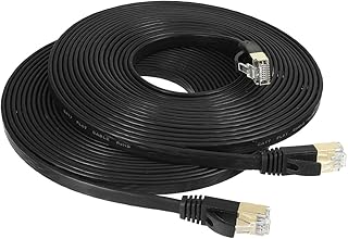 Aexit 2Pcs 5M Lighting fixtures and controls 16.4ft 8P8C CAT7 LAN Network Flat Patch Cable Black for Ethernet Router Switch