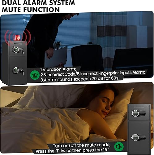 Miniatura 7 de kavey Caja fuerte grande de 6.5 pies cúbicos, impermeable, con luz LED, a prueba de fuego, segura para documentos del hogar, contraseña de huellas