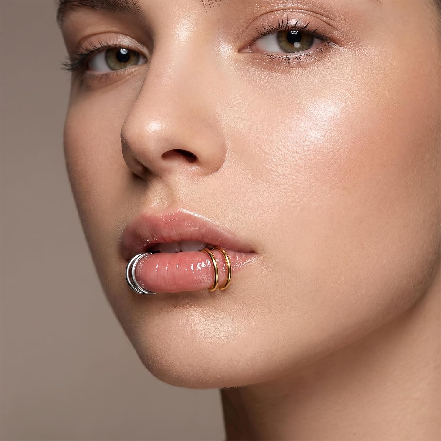 Qianyu 12 Pcs Fake Nose Ring Hoop and Studs Stainless Steel Fake Noses Piercing Septum Nose Ring Stud Faux Noses Ear Lip Cuffs No Pierced Body Piercing Jewelry for Women Men