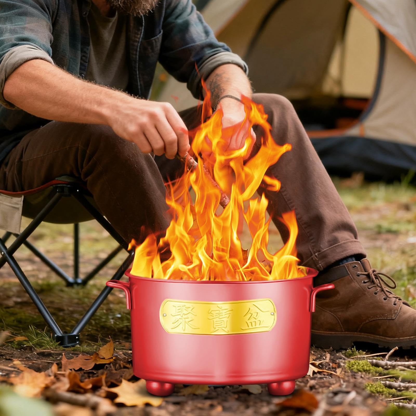 Feu de feu, Cage à feu extérieure en métal, brûleur pour déchets de Bois, Design perforé pour Un Flux d'air Maximal, y Compris Le Couvercle de sécurité Anti-étincelles, Fournitures de