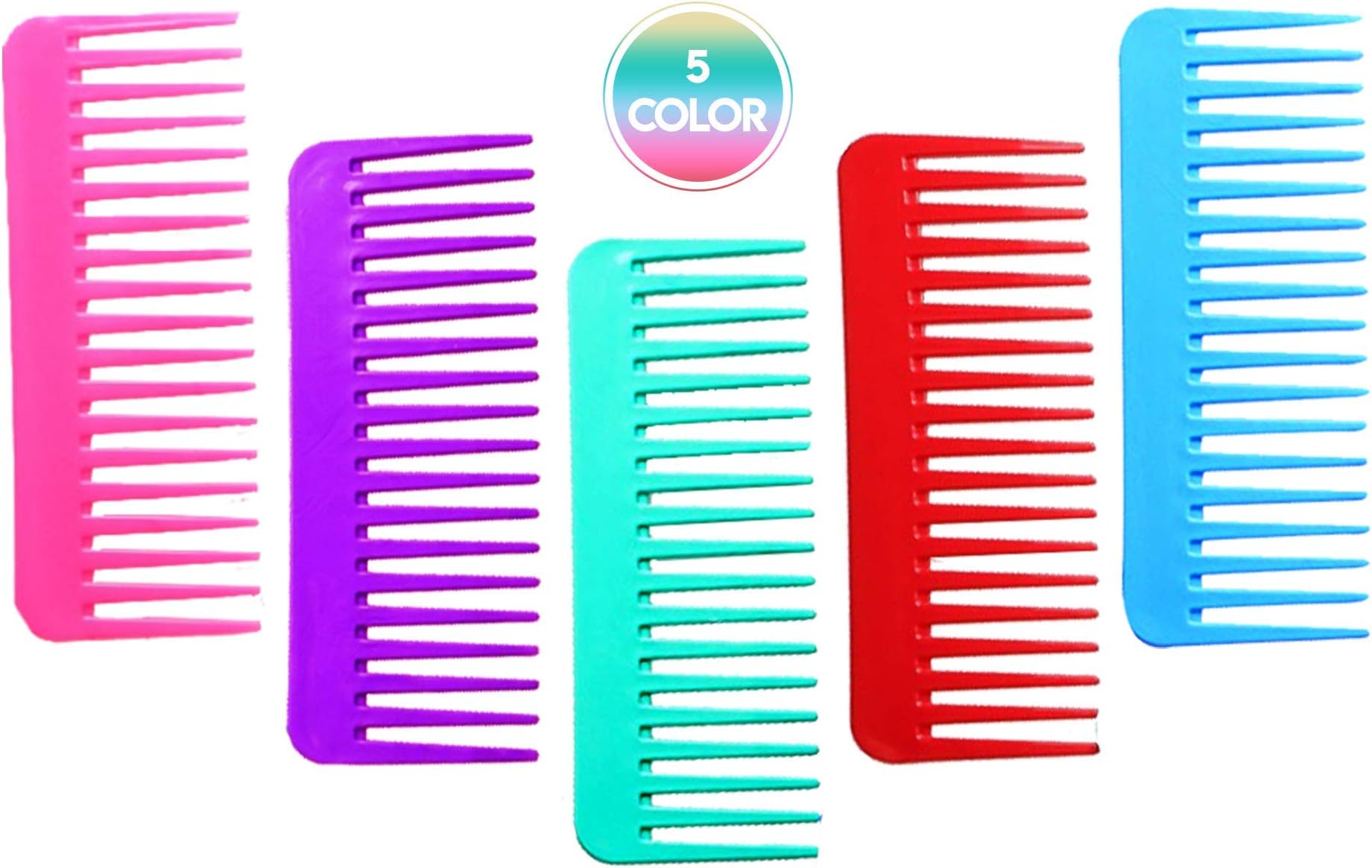 5 Pcs Large Hair Detangling Comb Set, Wide Tooth for Curly, Wet, Dry, Combs for Women, Men, Kids,Shampoo, Styling, No Handle Comb