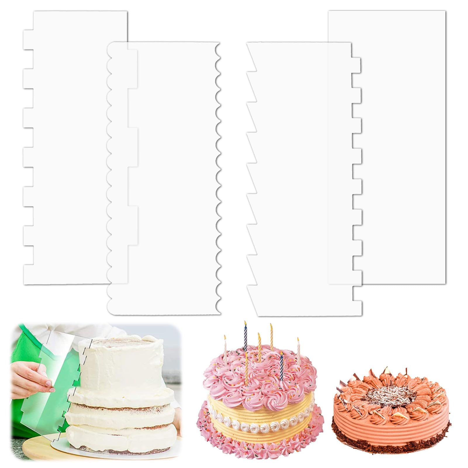 4PCS Cake Decorating Tools,Cake Spatula for Cake Decorating,Cake Leveller Making Equipment,Metal Cake Scraper for Baking Cake Smoother and for Mousse Butter Cream Cake Decoration