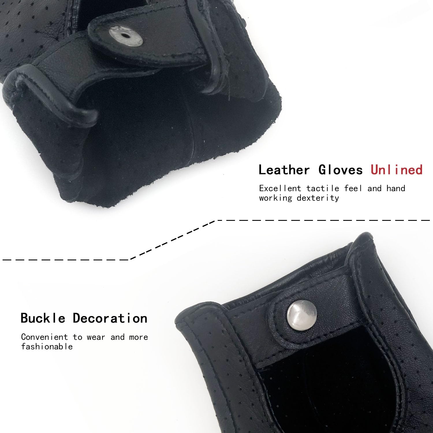 Cuir pour Femme Gant à Maille Pleine sans Doigts Gant de Conduite à Demi Doigts