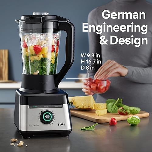 Miniatura 2 de Braun TriForce Power Blender - Potente licuadora de encimera de 1200 vatios con 10 velocidades manuales, 3 texturas y 3 ajustes de alimentos,