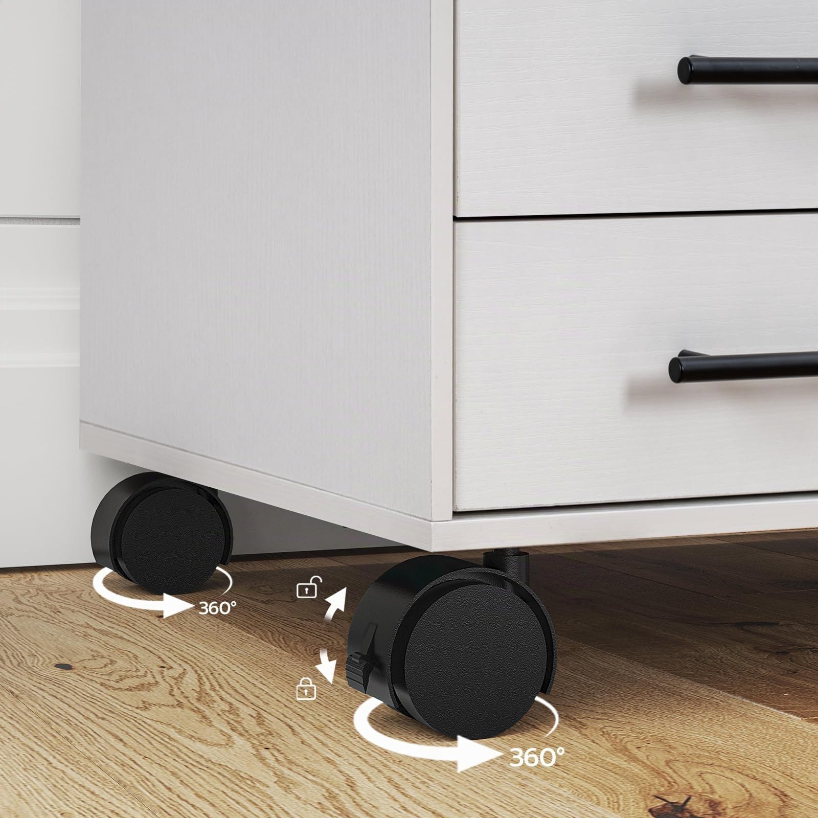 HOOBRO Cajonera con 7 Cajones, Archivador, Archivador de Madera, Armario de Oficina con Cajones, Armario de Almacenamiento, para Oficina en Casa, Montaje Sencillo, Blanco EWT07WJ01