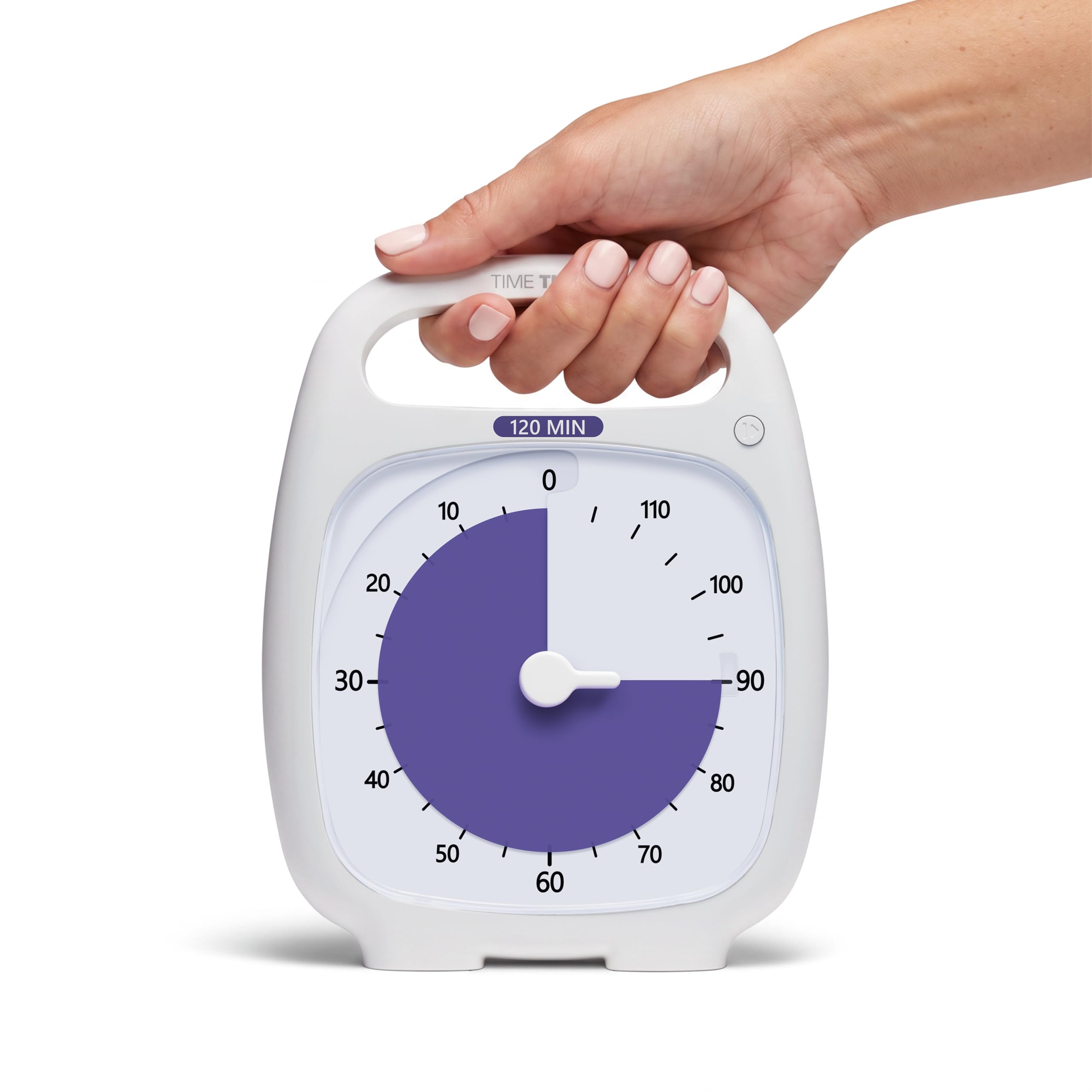 TIME TIMER PLUS 120-Minuten Visueller Analog Timer Uhr - Optionaler Aktustischer Alarm (Lautstärkeregler) Kein lautes Ticken; Zeitmanagement-Tool (Weiß)
