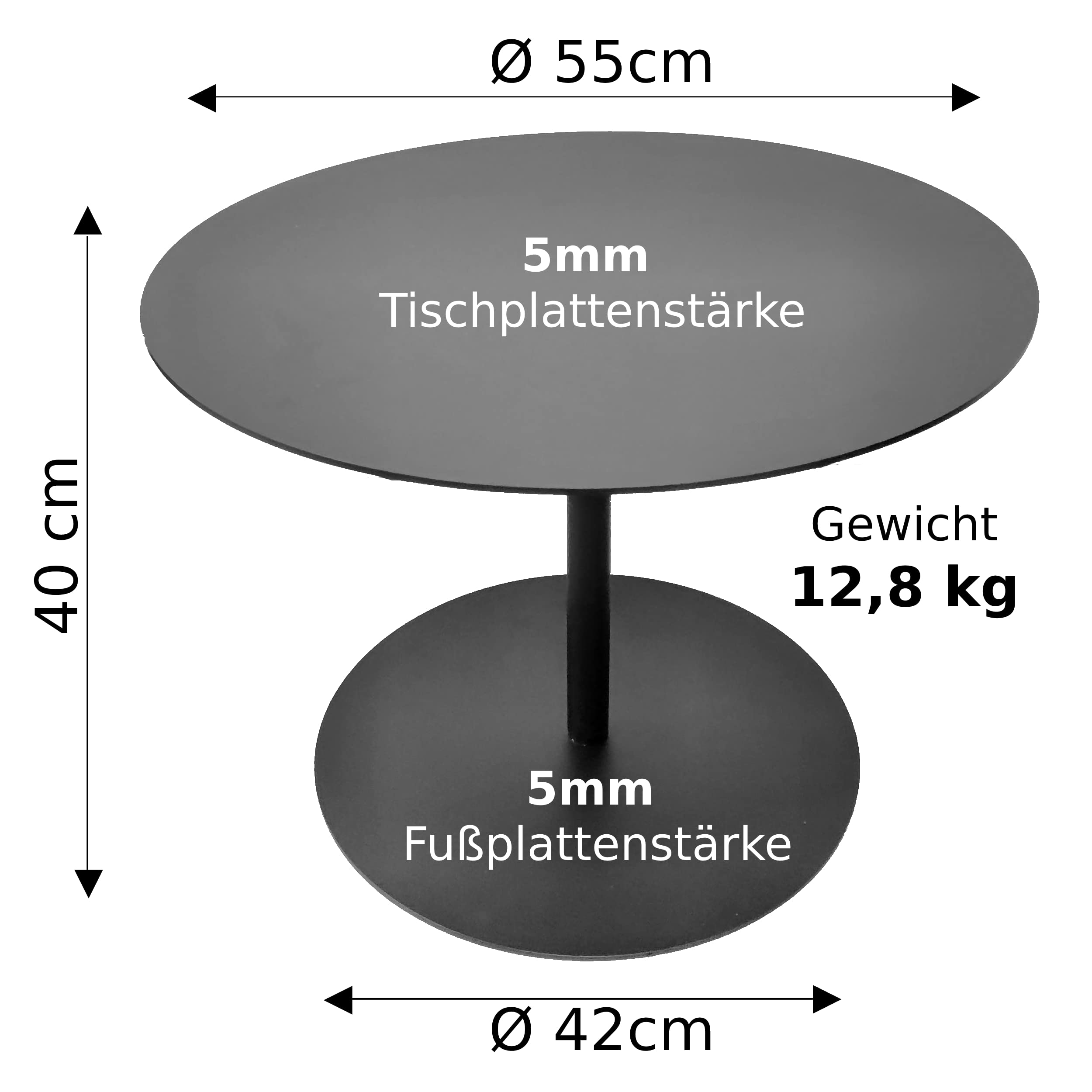 Couchtisch Metall schwarz, robust, stahlrahmen, Sofatisch Beistelltisch Kaffeetisch