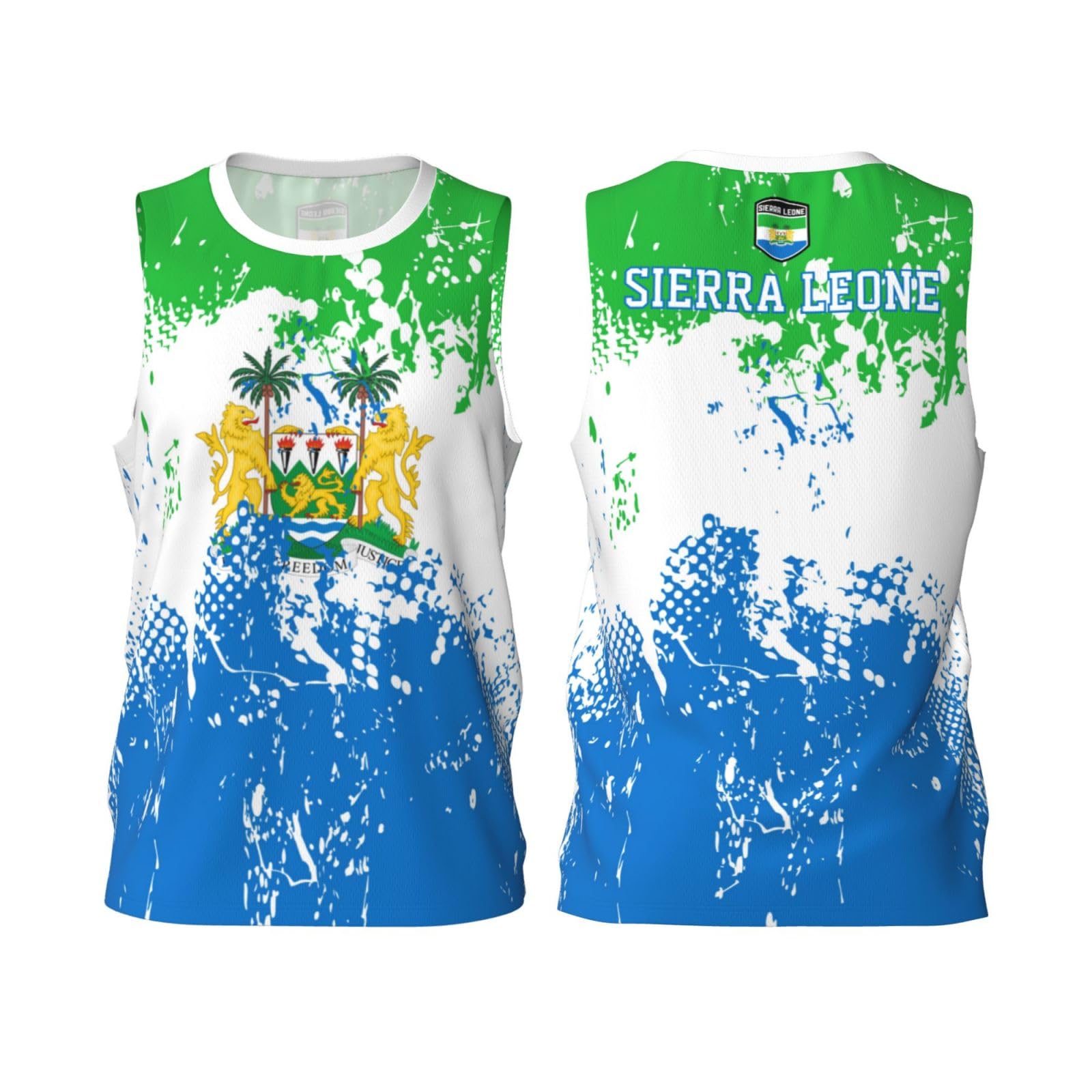 Fagiuchi Unisex Black Sierra Leone Flag Grain Basketball Jersey Shirt Team Up Sports 3D Full Print Design Jerseys