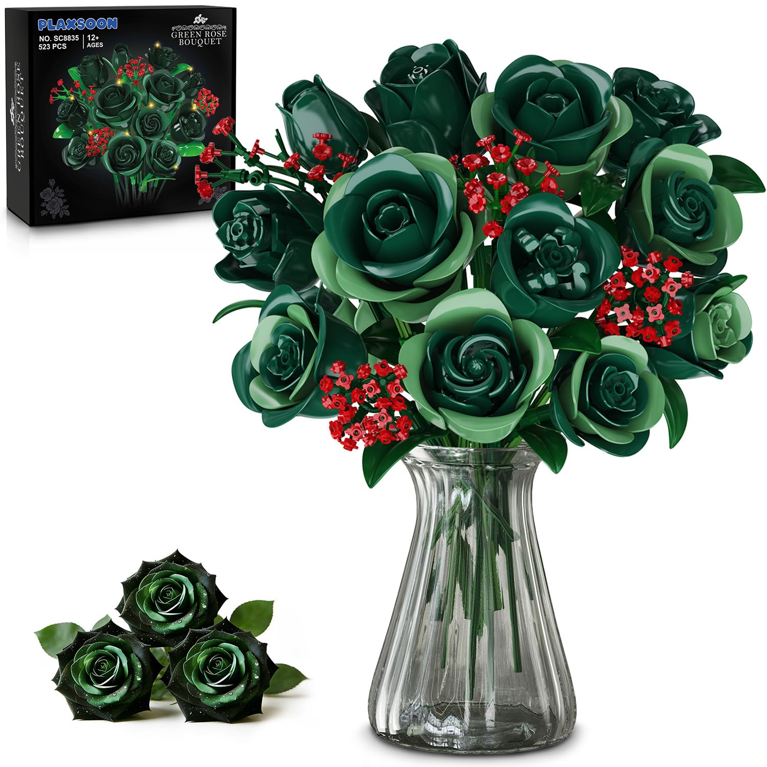 Amazon.com: PLAXSOON Flowers Bouquet Building Set with Lights for
