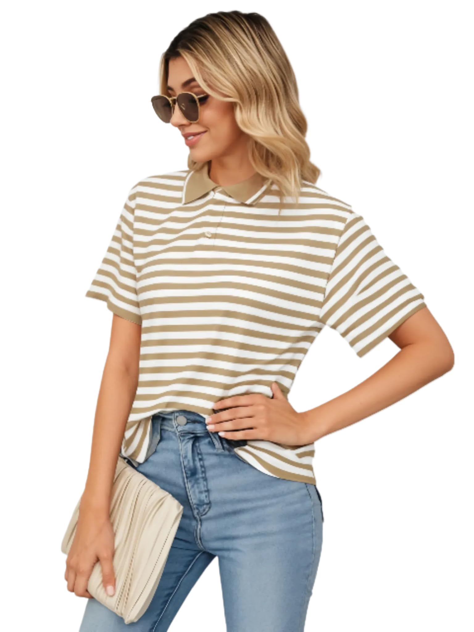 mack jonney Women's Striped Cotton Rich Polo T Shirt | Collar Tshirts | Half Sleeves | Stripe-Regular Fit-MACK640589-picture-41