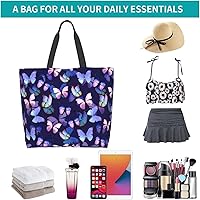 Vista 8 de Bolsas de mano reutilizables con diseño de calavera de azúcar y flores, bolsa de playa para viajes, compras, trabajo diario