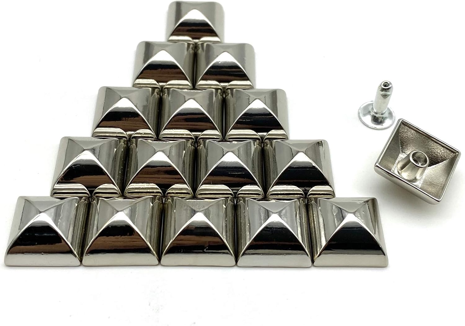 Pyramid Head Studs Rivets 5/8" / 15mm x 7mm zinc alloying High Cup Decorative for Punk Leather Purse Bag Clothing Shoes Nickel H143