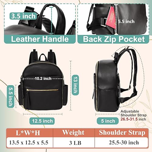 Miniatura 10 de Mominside - Mini bolsa de pañales pequeña con 11 bolsillos bolsa de viaje de cuero para bebés niñas y niños organizadores de bolsas de pañales 2