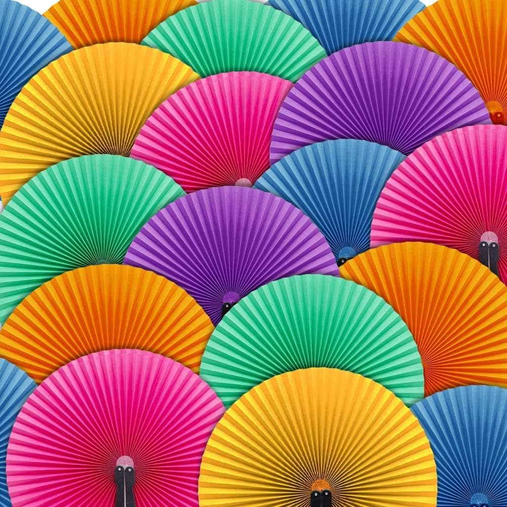 JOHOUSE 12 Packs Paper Fans Wedding Fans Round Shaped