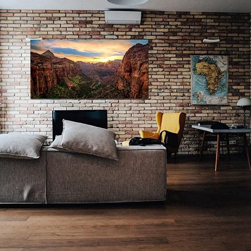 Miniatura 6 de Lienzo decorativo para pared, para oficina, hogar, valle en oro, puesta de sol, paisaje, lienzo impreso, pintura de cañón, realismo, rústico, obra