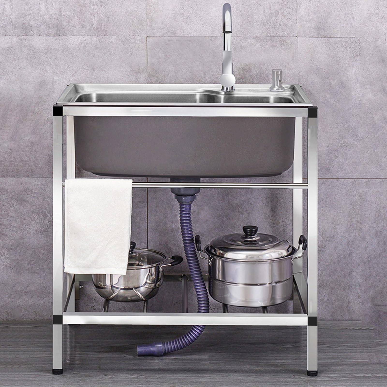 Amazon.co.jp: 流し台 屋外 ステンレス 深型シンク 55cm/60cm/70cm、多