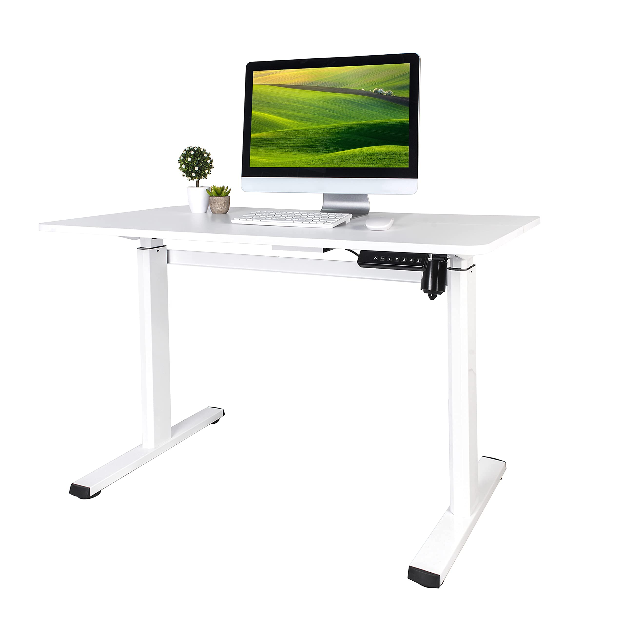 AKALAMA Electric Height Adjustable Standing Desk, 48 x 24 Inches Single Motor Sit Stand with Smart C
