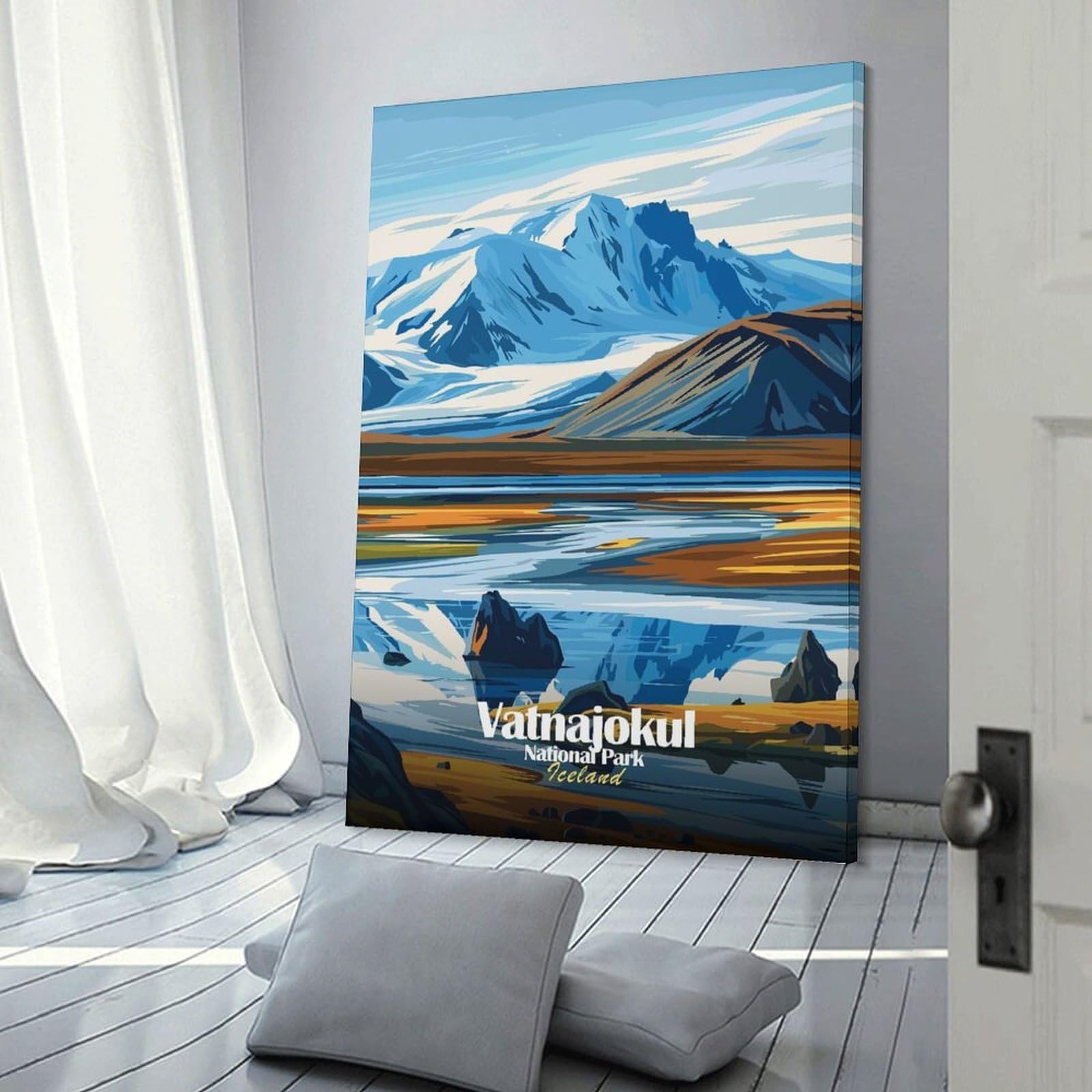 Junmoney Vatnajokull National Park Iceland Canvas Art Print 20x30inch(50x75cm), for Art Walls, Layered Displays Or Homes, Decorative Artwork with Flexible Styling