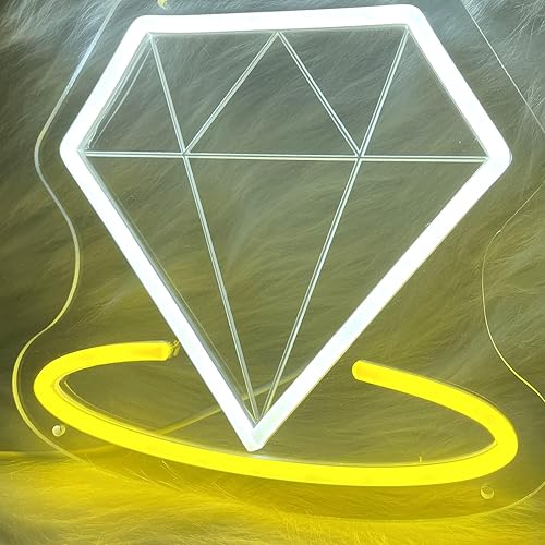 Miniatura 5 de Letrero de neón de diamante para decoración de pared, letrero de neón LED, letrero de neón brillante, brillo ajustable, luz de noche LED de onda de