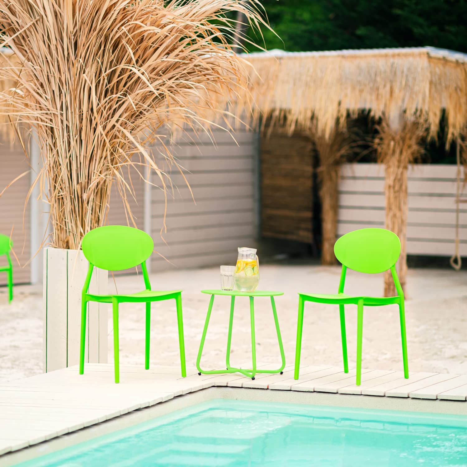 Homestyle4u 2451 Lot de 4 chaises de jardin empilables en plastique modernes et résistantes aux intempéries Vert