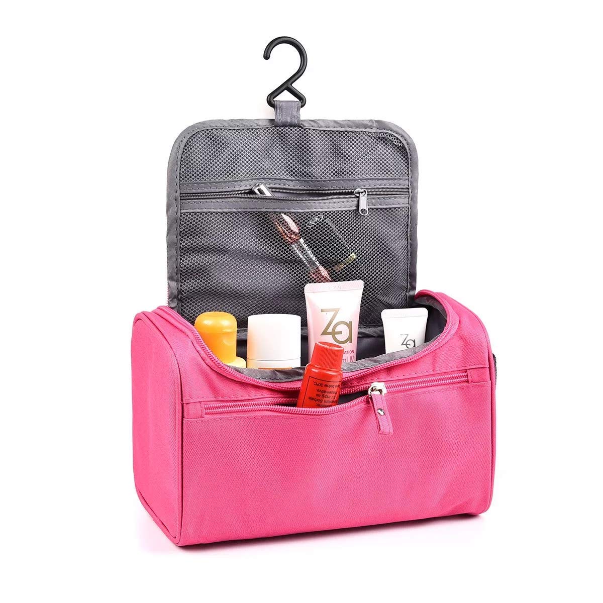 GOCART WITH G LOGOTravel Cosmetic Organizer Bag Wash Bag, Men Women Cosmetic Makeup Bag, Hanging Necessaries Make Up Case (Pink)