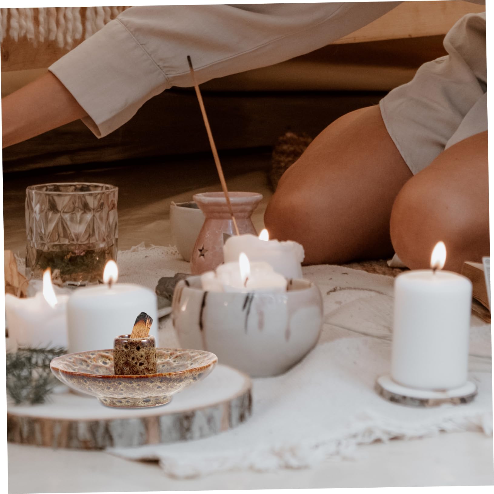 SOLUSTRE 5 Stück Keramischer Salbei Räucherstäbchen Halter Eleganter Tischmittelpunkt für Moderne Dekoration und Leicht für Aromatische und Meditation