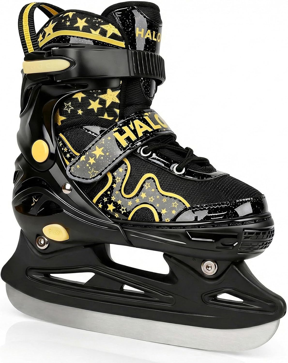 Ice Skates for Kids Girls Boys with Glitter Star, Adjustable Skates for Beginner with Triple Safety Closure, Gradient Colors for Youth Ages 5-16