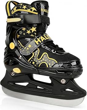 Ice Skates for Kids Girls Boys with Glitter Star, Adjustable Skates for Beginner with Triple Safety Closure, Gradient Colors for Youth Ages 5-16